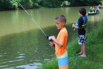 The boys fishing for the first time. Henry said it was boring...